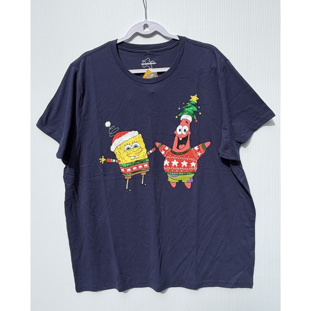 Aeropostale Spongebob Squarepants Christmas Shirt Mens XL Blue Patrick T-Shirt